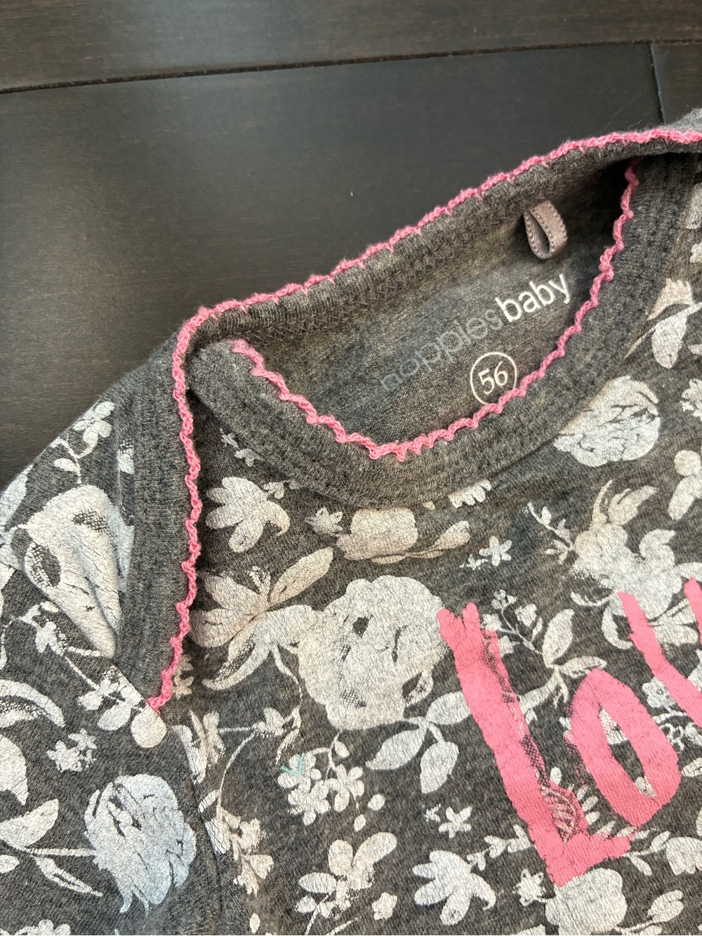 Noppies long sleeve Gray Baby Bodysuit with Pink Trim - Picture 7 of 10